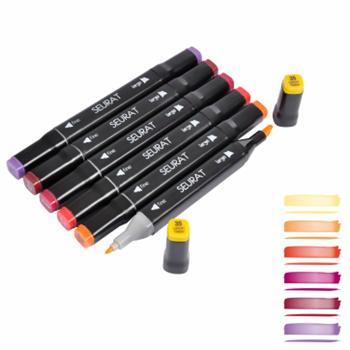 Preview: Pennarelli a doppia punta, 6 pezzi, fini e larghi, colori caldi