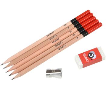 Preview: Pencil set with eraser & sharpener, 2B, B, HB, H, 2H Preview: Pencil set with eraser & sharpener, 2B, B, HB, H, 2H