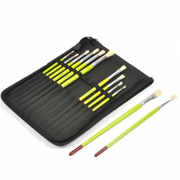 Preview: Set di pennelli con custodia, 12 pezzi, setole naturali, pennelli tondi/piatti