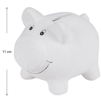 Preview: Ceramic piggy bank to paint - 11 cm high, incl. 6 colorful paints - creative DIY fun for children & adults - ideal as a gift or decoration