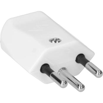 Preview: Fiche Prise Suisse T12 Blanc à Visser - L+N+PE 10A 250V Thermoplastique - Câble D 8.5mm - Électricité Max Hauri