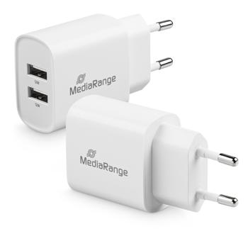 Preview: 2 Adaptateurs Secteur USB - Quick Charge 12W 2 Ports USB-A - Blanc - Pour iPhone Samsung Huawei Xiaomi & Smartphones