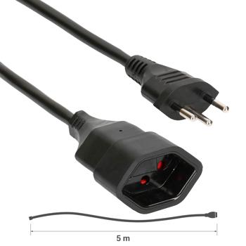 Preview: 2 rallonges électriques noires 5 m – câbles 3 pôles avec fiches mâle/femelle, robustes et flexibles – idéales pour maison, atelier, bureau – alimentation électrique sécurisée