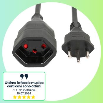Preview: set di 2 cavi di prolunga, neri, da 3 pin ad accoppiamento, cavo di alimentazione, 5 m