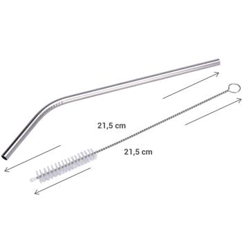 Preview: Edelstahl-Trinkhalme 8er-Set - Wiederverwendbar, spülmaschinenfest & gebogen - Inkl. 2 Reinigungsbürsten, Ø 6 x 215 mm - Für Cocktails, Säfte & Zuhause