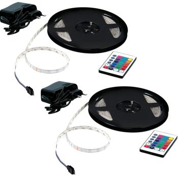 Preview: Lot de 2 Bandes LED RGB 3m - Éclairage Personnalisable pour Fêtes, Vitrines, Ambiance - 180 LED, Télécommande Incluse, Faible Consommation