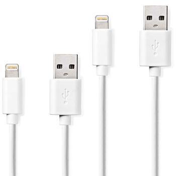 set of 2 iPhone charging cables, Lightning cable, USB-A, Apple MFi certified, 1 m, white ideal for Iphone 6, 7, 8, 9, X, XS, 11, 12, 13, 14, Pro / Max