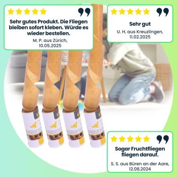 Preview: Effektiver Insektenfänger: 8 Premium Klebestreifen für zuverlässigen Schutz. Einfache & saubere Fliegen- und Mückenfalle