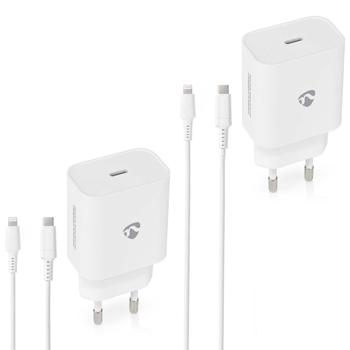 set di 2 caricatori rapidi con cavo di ricarica da USB-C a Lightning, 1 m, set di ricarica rapida, alimentatore e cavo USB per iPhone 7, 8, 9, X, 11, 12, 13, 14, PRO / MAX