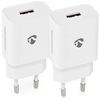 set di 2 affidabili caricabatterie veloci USB-A da 12W (bianco): Adattatore universale per una ricarica veloce e sicura. Compatibile con iPhone, Samsung e Co
