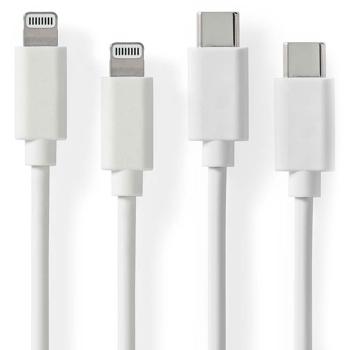 set di 2 cavi di ricarica per iPhone, cavo Lightning, USB-C, certificato Apple MFi, 1 m, bianco ideale per Iphone 6, 7, 8, 9, X, XS, 11, 12, 13, 14, Pro / Max