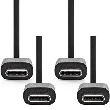 set of 2 USB-C to USB C charging cables, Quick Charge, USB 2.0, black, 1 m for iPhone 15, 16 / Samsung / Huawei / Xiaomi, Air Pods, Galaxy Buds, and much more.