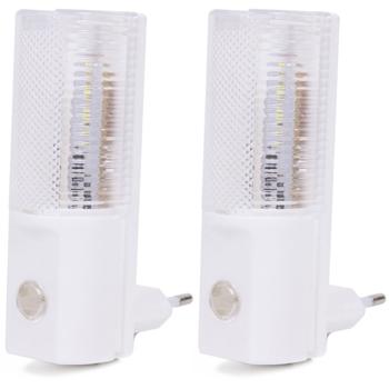 Preview: 2er-Set LED Steckdosen Nachtlicht - Automatische Dämmerungserkennung für Sicherheit in Flur & Küche - 3 LEDs, 230V, 0.5W, 11x3.5x3.5 cm