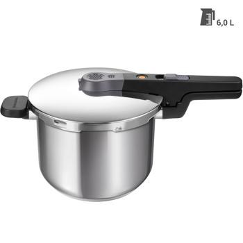 Preview: Hochwertiger Schnellkochtopf aus Edelstahl, 6 Liter, Ø 25 cm, mit Sicherheitsventil – energiesparend, robust & ideal für schnelles, schonendes Kochen