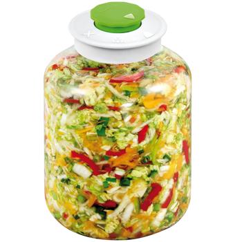 Preview: Large fermentation jar (5 liters) with venting valve: Ideal for sauerkraut, kimchi & co. - Easy & safe fermentation Preview: Large fermentation jar (5 liters) with venting valve: Ideal for sauerkraut, kimchi & co. - Easy & safe fermentation