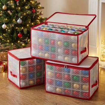 3er-Set Aufbewahrungsbox für Weihnachtskugeln mit 112 Fächern, 52,5 x 30 x 30 cm