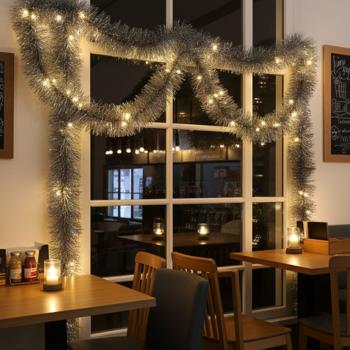 2er-Set LED-Lametta Girlande silber, 2,7m - Moderner Christbaumschmuck mit Timer-Funktion - Energieeffizient, batteriebetrieben & IP44