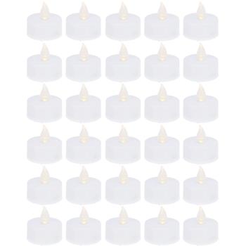 Preview: Lot 30 Bougies Chauffe-Plat LED - Scintillement Réaliste Blanc - Piles CR2032 Incluses - Design Moderne & Classique pour Noël, Mariage, Fête