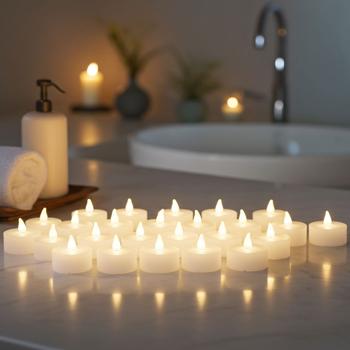 Lot 30 Bougies Chauffe-Plat LED - Scintillement Réaliste Blanc - Piles CR2032 Incluses - Design Moderne & Classique pour Noël, Mariage, Fête
