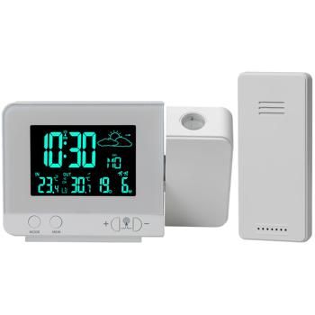 Preview: 2-in-1: sveglia a proiezione e stazione meteo wireless (bianco) - Proiezione dell‘ora, dati meteo, sensore esterno, porta di ricarica USB - Pratico e conveniente