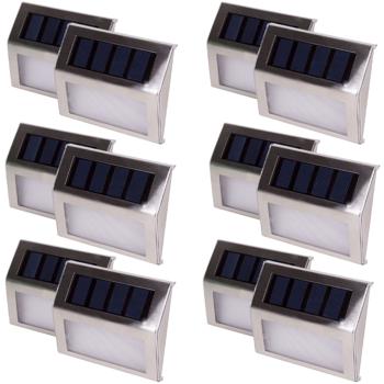 Preview: Solar LED outdoor wall light made of stainless steel, 12 pieces