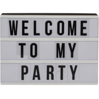 Preview: Leuchtkasten mit 84 Buchstaben & Zeichen - Mobile LED Leuchttafel für Zuhause & Geschäft - Weiss, ca. 30x22 cm, Batteriebetrieben, 3 Zeilen