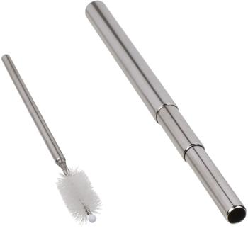 Preview: Ausziehbarer Metall Trinkhalm - inkl. Reinigungsbürste - Teleskop-Design, umweltfreundlich, wiederverwendbar, robust, bis 21cm ausziehbar