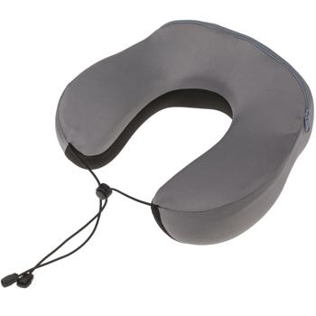 Preview: Nackenkissen Memory Foam - Ergonomisch mit Haltekordel - Lindert Nackenverspannungen - Für Reisen, Bus, Bahn, Flug - Bezug abnehm- & waschbar - Grau-Schwarz
