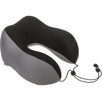 Preview: Nackenkissen Memory Foam - Ergonomisch mit Haltekordel - Lindert Nackenverspannungen - Für Reisen, Bus, Bahn, Flug - Bezug abnehm- & waschbar - Grau-Schwarz