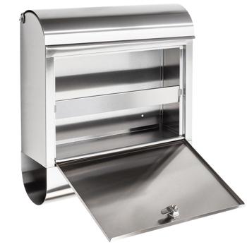 Preview: Briefkasten aus Edelstahl mit Zeitungsrolle, 38 x 12 x 425 cm