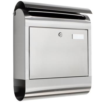 Preview: Briefkasten aus Edelstahl mit Zeitungsrolle, 38 x 12 x 425 cm