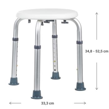 Preview: Sgabello da doccia robusto e antiscivolo, regolabile in altezza per un comfort ergonomico, capacità di carico fino a 120 kg, ideale per gli anziani