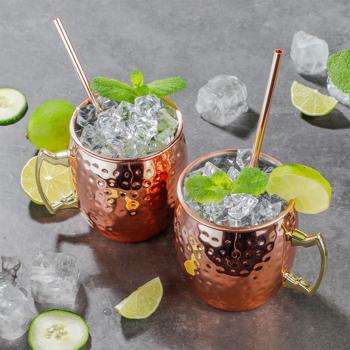 Preview: Gobelets Moscow Mule classiques, 2 pièces avec pailles, 500ml
