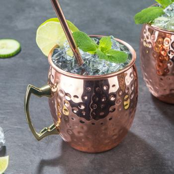 Preview: Gobelets Moscow Mule classiques, 2 pièces avec pailles, 500ml