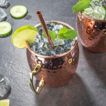 Preview: Gobelets Moscow Mule classiques, 2 pièces avec pailles, 500ml
