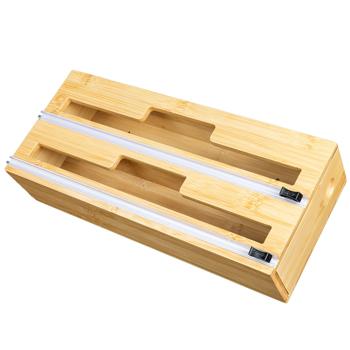 Preview: Practical bamboo foil dispenser for 2 rolls incl. foil cutter