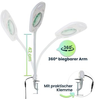 Preview: LED-Lupenleuchte mit 5x Vergrösserung – Arbeitsleuchte mit Lupe, Klemme & Gelenkarm – Ideal für Kosmetik, Basteln & Reparaturen