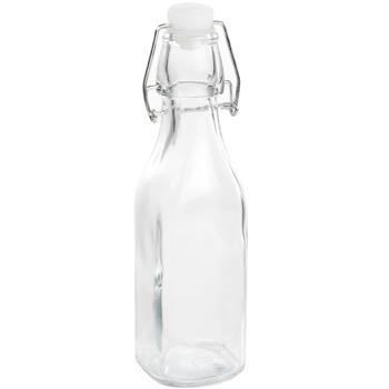 Preview: Bottiglia di vetro con tappo oscillante, quadrata, 250 ml