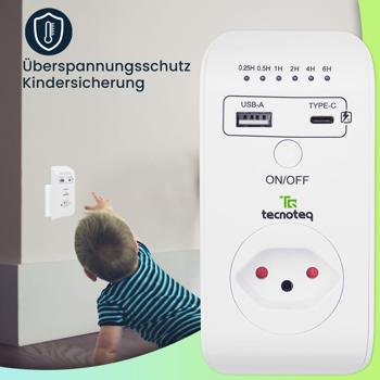 Preview: 2er-Set USB Steckdose - Schweizer Edition mit 2x USB-Ladeport (USB-A & USB-C QC 3.0, 3.1A, 18W) - Timer & Überspannungsschutz - Kindersicherung Preview: 2er-Set USB Steckdose - Schweizer Edition mit 2x USB-Ladeport (USB-A & USB-C QC 3.0, 3.1A, 18W) - Timer & Überspannungsschutz - Kindersicherung