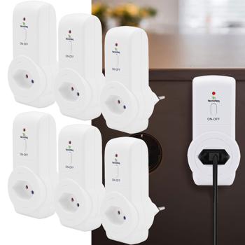 6 Prises T13 Télécommandées - Pilotage à Distance Appareils Électriques - Portée 30m, 2300W/10A - Lot de 6 avec Télécommandes Swiss Edition