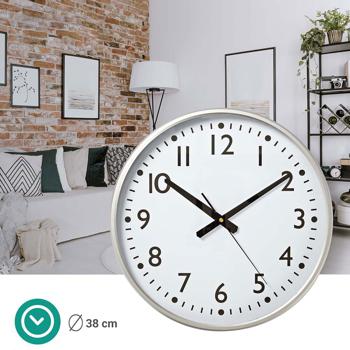 Preview: Horloge Murale Élégante 38cm - Mouvement Quartz Silencieux - Design Intemporel pour Salon, Cuisine, Bureau - Cadran Lisible - Blanc-Gris Argent Preview: Horloge Murale Élégante 38cm - Mouvement Quartz Silencieux - Design Intemporel pour Salon, Cuisine, Bureau - Cadran Lisible - Blanc-Gris Argent