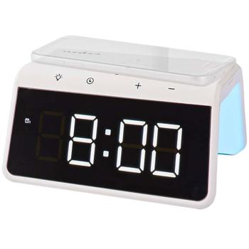 Preview: Wecker mit kabelloser Ladestation - Qi-Laden, Nachtlicht & USB-A-Anschluss - Dimmbares Display, 2 Alarme, 15W Schnellladefunktion, weiss (ABS) Preview: Wecker mit kabelloser Ladestation - Qi-Laden, Nachtlicht & USB-A-Anschluss - Dimmbares Display, 2 Alarme, 15W Schnellladefunktion, weiss (ABS)