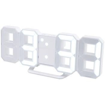 Preview: Modern digital 3D LED table & wall clock with alarm, 7-segment digits, dimmable, for standing or hanging, 21.5 x 7.3 cm, white Preview: Modern digital 3D LED table & wall clock with alarm, 7-segment digits, dimmable, for standing or hanging, 21.5 x 7.3 cm, white