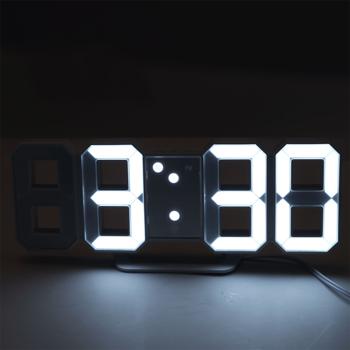 Preview: Modern digital 3D LED table & wall clock with alarm, 7-segment digits, dimmable, for standing or hanging, 21.5 x 7.3 cm, white Preview: Modern digital 3D LED table & wall clock with alarm, 7-segment digits, dimmable, for standing or hanging, 21.5 x 7.3 cm, white