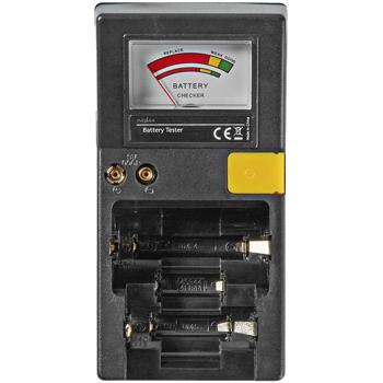 Preview: Testeur de piles et accus - Vérification rapide charge - Compatible AAA-AA-C-D-9V & piles boutons - Affichage couleur compact