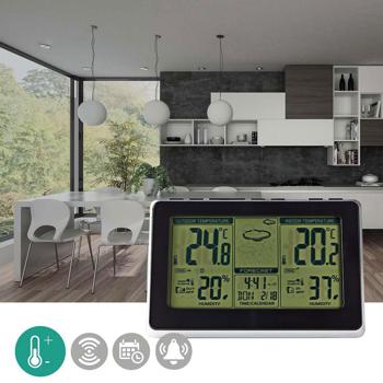Preview: Station Météo Numérique Sans Fil - Capteur Extérieur Multifonction - Affichage LCD - Température Int/Ext, Prévisions Météo & Réveil