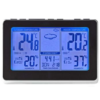 Preview: Station Météo Numérique Sans Fil - Capteur Extérieur Multifonction - Affichage LCD - Température Int/Ext, Prévisions Météo & Réveil