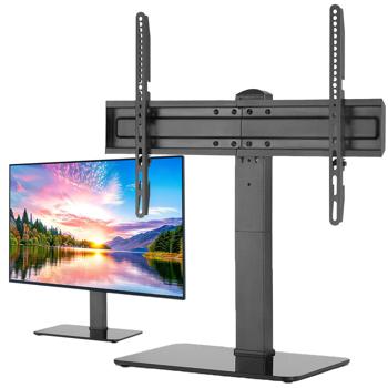 TV-Ständer für 37-70 Zoll Fernseher – schwenkbar & drehbar, stabiler Standfuss aus Glas, höhenverstellbar, modernes Design für jedes Wohnzimmer