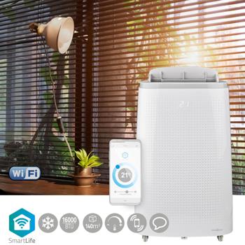 Preview: Powerful mobile air conditioner, excellent cooling capacity 16,000 BTU, with dehumidifier, app control, energy class A, white