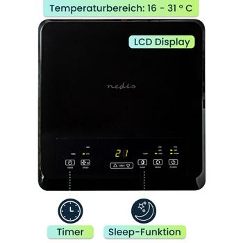 Preview: Mobile 3 in 1 Klimaanlage (Kühlen, Belüften, Entfeuchten), App-Steuerung, 9.000 BTU, Timer, LCD Display, weiss